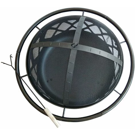 Braséro De Jardin à Bois Chauffage Extérieur Acier Foyer Rond 75cm Avec Couvercle De Protection Et Tisonnier Noir Teamson Home CU296 - Noir 7 Braséro De Jardin à Bois Chauffage Extérieur Acier Foyer Rond 75cm Avec Couvercle De Protection Et Tisonnier Noir Teamson Home CU296 - Noir – Image 5