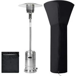 QERSTA Housse Pour Parasol Chauffant, Housses De Chauffage Extérieur Imperméable Rond Noir, Protection Parasol Chauffant Housse De Protection Pour Chauffage De Terrasse, 226x89x48 CM