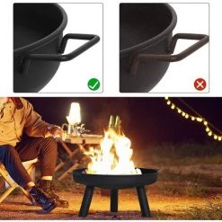 WOLTU Brasero Extérieur. Braséro Barbecue Bol à Feu Foyer Extérieur .avec Pince De Cuisine. Pour Camping Terrasse. Noir -Chauffage d'extérieur Soldes 54942347 3
