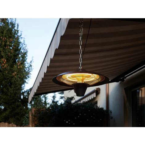 BELIANI Parasol Chauffant électrique En Aluminium Noir - Noir 4 BELIANI Parasol Chauffant électrique En Aluminium Noir - Noir – Image 2