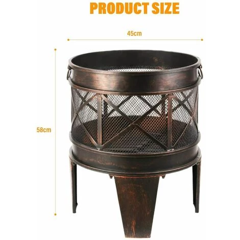 Homfa Brasero De Jardin Ø 42 Cm Avec Poignées, Brasier Extérieur Pour Jardin, Portable Cheminée Foyer Extérieur, Multifonction Brasero Foyer, Avec Fourche, Pour Camping, Feu De Camp, Terrasse, Jardin 5 Homfa Brasero De Jardin Ø 42 Cm Avec Poignées, Brasier Extérieur Pour Jardin, Portable Cheminée Foyer Extérieur, Multifonction Brasero Foyer, Avec Fourche, Pour Camping, Feu De Camp, Terrasse, Jardin – Image 3