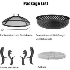 Homfa Brasero Exterieur (Ø64 * 49cm), Barbecue Brasero De Jardin Fonte, Foyer De Chauffage Portable Avec Grill & Fourchette à Feu & Couverture Contre Les Étincelles, Pour Jardin/BBQ/Terrasses/Camping 10 Homfa Brasero Exterieur (Ø64 * 49cm), Barbecue Brasero De Jardin Fonte, Foyer De Chauffage Portable Avec Grill & Fourchette à Feu & Couverture Contre Les Étincelles, Pour Jardin/BBQ/Terrasses/Camping -Chauffage d'extérieur Soldes 55165867 4