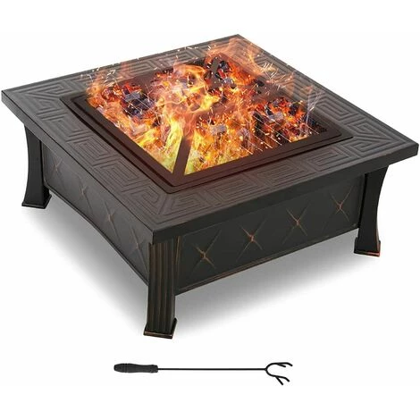 Homfa Brasero De Jardin,Foyer De Chauffage,Terrasse BBQ,Brasero Barbecue,avec 304 Grill En Acier Inoxydable,Couvercle De Protection Contre Les Étincelles, Fête/Patio/Camp,Carré 81*81*51cm 3 Homfa Brasero De Jardin,Foyer De Chauffage,Terrasse BBQ,Brasero Barbecue,avec 304 Grill En Acier Inoxydable,Couvercle De Protection Contre Les Étincelles, Fête/Patio/Camp,Carré 81*81*51cm
