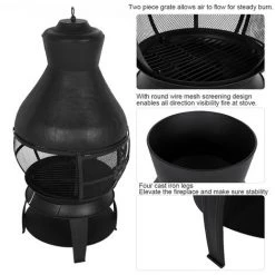 YB Cheminée En Fer Forgé Poêle à Bois Poêle à Bois Cheminée Pour Jardin Extérieur Fournitures De Chauffage D'arrière-cour -Chauffage d'extérieur Soldes 55204357 4
