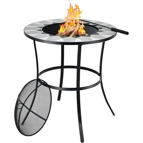 COSTWAY Braséro Extérieure Ronde Avec Couvercle En Maille Et Tisonnier, Table De Foyer 65 X 65 X 70 Cm Pour Patio, Jardin, Camping 3 COSTWAY Braséro Extérieure Ronde Avec Couvercle En Maille Et Tisonnier, Table De Foyer 65 X 65 X 70 Cm Pour Patio, Jardin, Camping