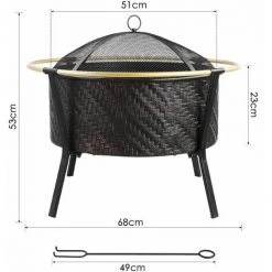 Homfa Brasero Ø 68 Cm, Brasero De Jardin Rond Avec Pare-étincelles Et Tisonnier - Bague Extérieure Anti-brûlure - Pour Camping/Patio/Cour/Fête -Chauffage d'extérieur Soldes 55283736 2