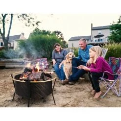 Homfa Brasero Ø 68 Cm, Brasero De Jardin Rond Avec Pare-étincelles Et Tisonnier - Bague Extérieure Anti-brûlure - Pour Camping/Patio/Cour/Fête -Chauffage d'extérieur Soldes 55283736 4