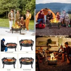 Gizcam Brasero Exterieur (Ø64 * 49cm), Barbecue Brasero De Jardin Fonte, Foyer De Chauffage Portable Avec Grill & Fourchette à Feu & Couverture Contre Les Étincelles, Pour Jardin/BBQ/Terrasses/Camping 11 Gizcam Brasero Exterieur (Ø64 * 49cm), Barbecue Brasero De Jardin Fonte, Foyer De Chauffage Portable Avec Grill & Fourchette à Feu & Couverture Contre Les Étincelles, Pour Jardin/BBQ/Terrasses/Camping -Chauffage d'extérieur Soldes 55298793 5