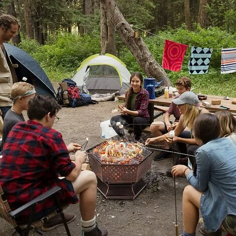 Gizcam 28 " Foyer Extérieur Hexagonal Brasero De Jardin En Acier Brasero Exterieur Avec Couverture En Treillis Ignifuge Foyer De Chauffage/Barbecue Pour Jardin, Terrasse, Patio, Arrière-Cour, Piscine 7 Gizcam 28 " Foyer Extérieur Hexagonal Brasero De Jardin En Acier Brasero Exterieur Avec Couverture En Treillis Ignifuge Foyer De Chauffage/Barbecue Pour Jardin, Terrasse, Patio, Arrière-Cour, Piscine – Image 5