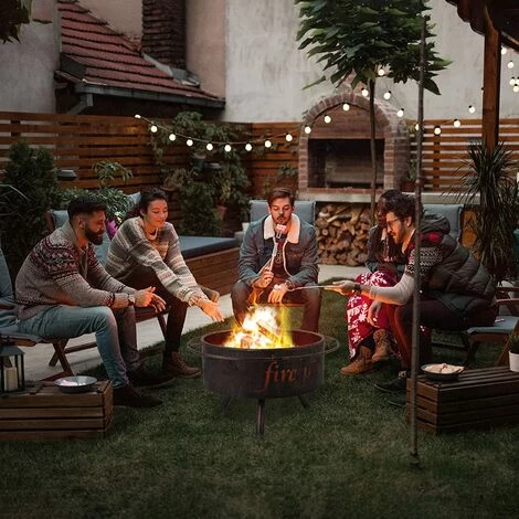 Gizcam Braséro Exterieur Avec Pare-Étincelles Et Fourchette à Feu, Braséro Barbecue Avec Bague Extérieure Anti-brûlure, Braséro De Jardin, Chauffage Foyer, Couleur Cuivre Rétro, 74 X 74 X 53 Cm 7 Gizcam Braséro Exterieur Avec Pare-Étincelles Et Fourchette à Feu, Braséro Barbecue Avec Bague Extérieure Anti-brûlure, Braséro De Jardin, Chauffage Foyer, Couleur Cuivre Rétro, 74 X 74 X 53 Cm – Image 5