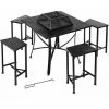 Gizcam Table Braséro Extérieur Avec 4 Chaises, Braséro Barbecue, Table De Barbecue Terrasse,Chauffage Foyer De Jardin,avec Grill/Pare-Étincelles/Fourche à Feu/Couvercle Assorti,pour Fete/Patio/Cour -Chauffage d'extérieur Soldes 55298985 1