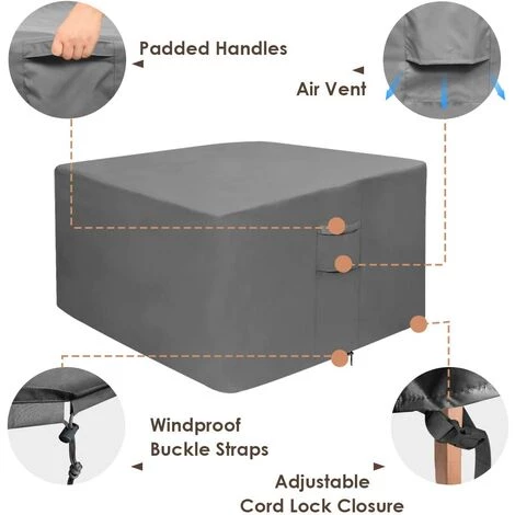 ZHUOXUAN Couverture De Foyer, Couverture De Table De Foyer à Gaz Carrée 100% étanche, Couverture De Meubles De Patio Extérieur Robuste Avec évents Et Poignées, 36 Pouces De Long X 36 Pouces De Large X 20 Pouces De Haut, Beige Et Marron 5 ZHUOXUAN Couverture De Foyer, Couverture De Table De Foyer à Gaz Carrée 100% étanche, Couverture De Meubles De Patio Extérieur Robuste Avec évents Et Poignées, 36 Pouces De Long X 36 Pouces De Large X 20 Pouces De Haut, Beige Et Marron – Image 3