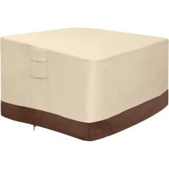ZHUOXUAN Couverture De Foyer, Couverture De Table De Foyer à Gaz Carrée 100% étanche, Couverture De Meubles De Patio Extérieur Robuste Avec évents Et Poignées, 36 Pouces De Long X 36 Pouces De Large X 20 Pouces De Haut, Beige Et Marron H