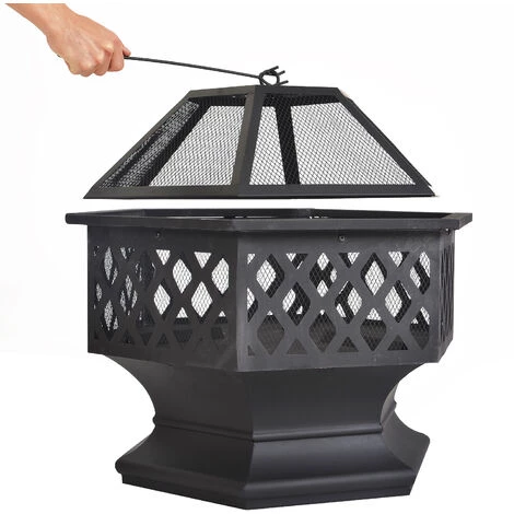 Fortuna Lai Brasero Avec Grille De Barbecue, Brasero Avec Pare-étincelles Pour Barbecue, Chauffage, Jardin, Terrasse, Brasero En Métal 3 En 1 Extérieur (foyer Hexagonal) 6 Fortuna Lai Brasero Avec Grille De Barbecue, Brasero Avec Pare-étincelles Pour Barbecue, Chauffage, Jardin, Terrasse, Brasero En Métal 3 En 1 Extérieur (foyer Hexagonal) – Image 4