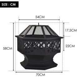 Fortuna Lai Brasero Avec Grille De Barbecue, Brasero Avec Pare-étincelles Pour Barbecue, Chauffage, Jardin, Terrasse, Brasero En Métal 3 En 1 Extérieur (foyer Hexagonal) 11 Fortuna Lai Brasero Avec Grille De Barbecue, Brasero Avec Pare-étincelles Pour Barbecue, Chauffage, Jardin, Terrasse, Brasero En Métal 3 En 1 Extérieur (foyer Hexagonal) -Chauffage d'extérieur Soldes 55441965 5