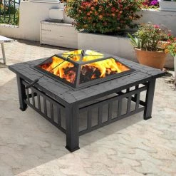 Fortuna Lai Brasero Exterieur Pour Jardin Terrasses,carré, Noir,72*69*19cm -Chauffage d'extérieur Soldes 55494842 2