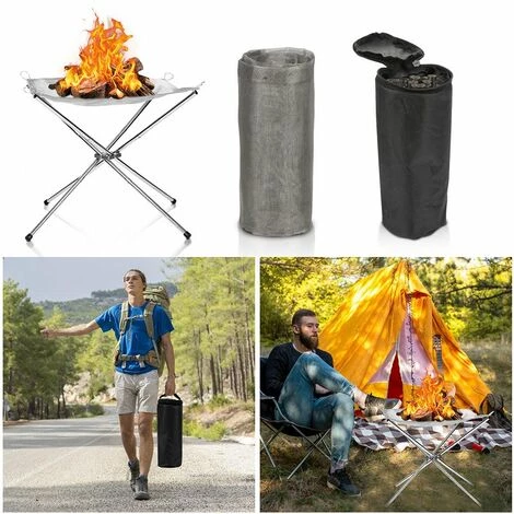 Hengda Foyer Corbeilles Et Bacs à Feu Filet En Acier Inoxydable Patio Corbeilles à Feu Bac à Feu Extérieur Pliable Extérieur 42cm X 42cm - Argent 3 Hengda Foyer Corbeilles Et Bacs à Feu Filet En Acier Inoxydable Patio Corbeilles à Feu Bac à Feu Extérieur Pliable Extérieur 42cm X 42cm - Argent