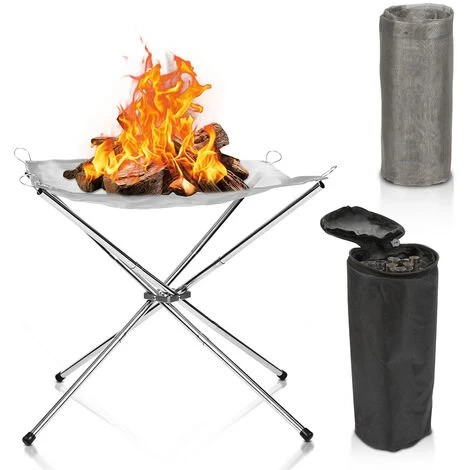 TolleTour Foyer Corbeilles Et Bacs à Feu Filet En Acier Inoxydable Patio Corbeilles à Feu Bac à Feu Extérieur Pliable Extérieur 42cm X 42cm - Argent 3 TolleTour Foyer Corbeilles Et Bacs à Feu Filet En Acier Inoxydable Patio Corbeilles à Feu Bac à Feu Extérieur Pliable Extérieur 42cm X 42cm - Argent