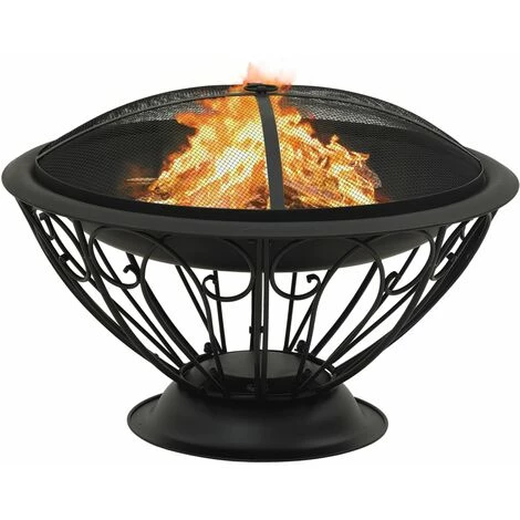 INLIFE Foyer Avec Tisonnier 75 Cm XXL Acier 3 INLIFE Foyer Avec Tisonnier 75 Cm XXL Acier