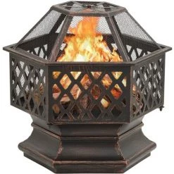 INLIFE Foyer Rustique Avec Tisonnier 62x54x56 Cm XXL Acier