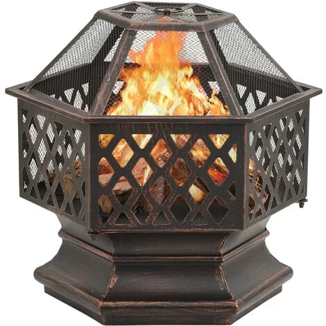 INLIFE Foyer Rustique Avec Tisonnier 62x54x56 Cm XXL Acier 3 INLIFE Foyer Rustique Avec Tisonnier 62x54x56 Cm XXL Acier