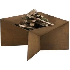 VENTE-UNIQUE.COM Brasero De Jardin Carré En Acier Corten L 50 X P 50 X H 30 Cm MOROGORO - Bronze -Chauffage d'extérieur Soldes 55881702 3