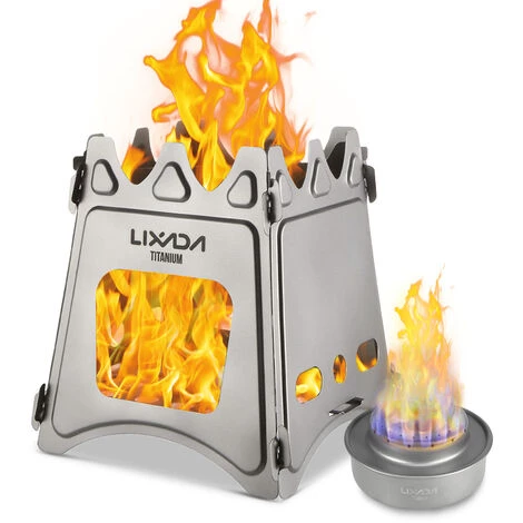 Lixada Réchaud à Bois Pliant Compact En Titane Avec Mini Réchaud à Alcool Pour Camping En Plein Air Cuisine Pique-nique - Poêle à Bois Avec Réchaud à Alcool 4 Lixada Réchaud à Bois Pliant Compact En Titane Avec Mini Réchaud à Alcool Pour Camping En Plein Air Cuisine Pique-nique - Poêle à Bois Avec Réchaud à Alcool – Image 2