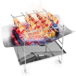 SUPERSELLER Pliant Barbecue Grill Camp Grill Mini Grill Extérieur En Acier Inoxydable Support De Bois De Chauffage Portable Charbon De Bois Camping Poêle Outil De Pique-Nique Pour La Maison Parc Kitcken Utilisation Du Barbecue - Type 2 à L'exclusion Du Filet De Grill