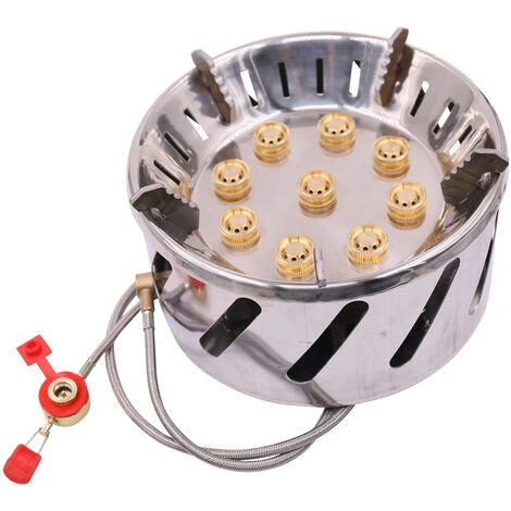 SUPERSELLER Réchaud De Camping à 9 Têtes En Acier Inoxydable Camping En Plein Air Tour De Pique-nique Réchaud Portable à 9 Trous - Argent 5 SUPERSELLER Réchaud De Camping à 9 Têtes En Acier Inoxydable Camping En Plein Air Tour De Pique-nique Réchaud Portable à 9 Trous - Argent – Image 3