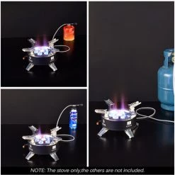 BULIN Réchaud De Camping Haute Puissance 18 000 W Avec Allumage Piézo-électrique Coupe-vent Réchaud à Gaz à Sept Cœurs Réchaud De Randonnée Pliable Pour La Pêche En Plein Air Randonnée Voyage - Argent -Chauffage d'extérieur Soldes 56091324 5