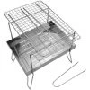SUPERSELLER Grille De Barbecue Portable En Acier Inoxydable Pour Extérieur, Gril à Charbon De Bois Pour Camping En Plein Air, Parc à Domicile De Pique-nique - Type B --- Avec Filet à Mailles Et Clip De Filet