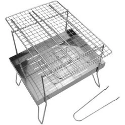SUPERSELLER Grille De Barbecue Portable En Acier Inoxydable Pour Extérieur, Gril à Charbon De Bois Pour Camping En Plein Air, Parc à Domicile De Pique-nique - Type B --- Avec Filet à Mailles Et Clip De Filet