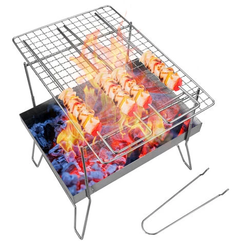 SUPERSELLER Grille De Barbecue Portable En Acier Inoxydable Pour Extérieur, Gril à Charbon De Bois Pour Camping En Plein Air, Parc à Domicile De Pique-nique - Type B --- Avec Filet à Mailles Et Clip De Filet 4 SUPERSELLER Grille De Barbecue Portable En Acier Inoxydable Pour Extérieur, Gril à Charbon De Bois Pour Camping En Plein Air, Parc à Domicile De Pique-nique - Type B --- Avec Filet à Mailles Et Clip De Filet – Image 2