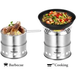 TOMSHOO Améliorez Le Réchaud De Camping Et Le Réchaud De Randonnée Avec Plaque De Frêne De Bois Et Poignée Pliable, Réchaud à Bois Pliable Et Coupe-vent Portable, Réchaud à Alcool Compact En Acier Inoxydable, Camping En Plein Air, Randonnée, Pique-nique, Barbecue -Chauffage d'extérieur Soldes 56091463 3