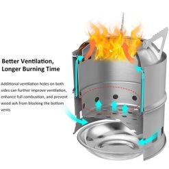 TOMSHOO Améliorez Le Réchaud De Camping Et Le Réchaud De Randonnée Avec Plaque De Frêne De Bois Et Poignée Pliable, Réchaud à Bois Pliable Et Coupe-vent Portable, Réchaud à Alcool Compact En Acier Inoxydable, Camping En Plein Air, Randonnée, Pique-nique, Barbecue -Chauffage d'extérieur Soldes 56091463 4