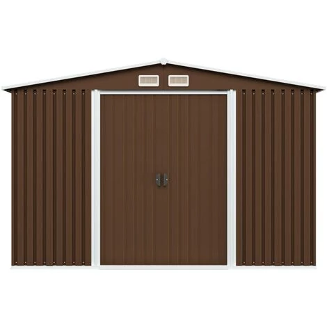 INLIFE Abri De Stockage Pour Jardin Marron 257x205x178 Cm Acier 3 INLIFE Abri De Stockage Pour Jardin Marron 257x205x178 Cm Acier