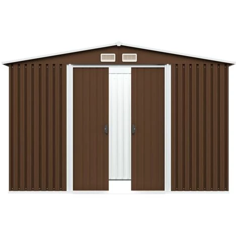 INLIFE Abri De Stockage Pour Jardin Marron 257x205x178 Cm Acier 5 INLIFE Abri De Stockage Pour Jardin Marron 257x205x178 Cm Acier – Image 3