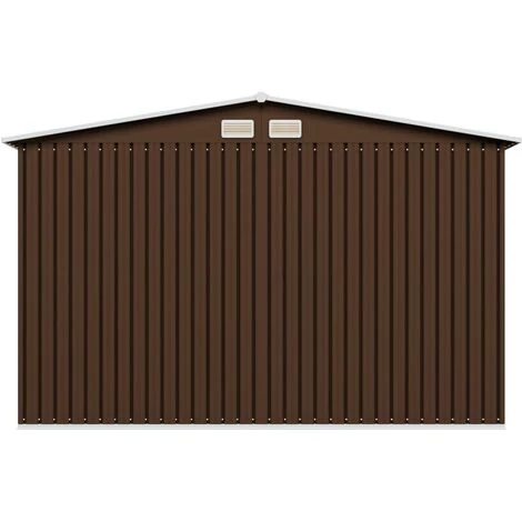 INLIFE Abri De Stockage Pour Jardin Marron 257x205x178 Cm Acier 7 INLIFE Abri De Stockage Pour Jardin Marron 257x205x178 Cm Acier – Image 5