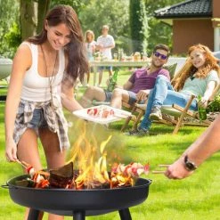 Randaco Bac à Feu 82cm Bac à Plantes Feu De Terrasse Grille Avec Poignées -Chauffage d'extérieur Soldes 56394928 4