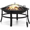 INSMA Brasero Exterieur BBQ Rond KINGSO Dia.66cm Avec Baton + Grill + Housse -Chauffage d'extérieur Soldes 56502043 1