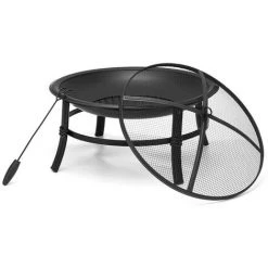 INSMA Brasero Exterieur BBQ Rond KINGSO Dia.66cm Avec Baton + Grill + Housse -Chauffage d'extérieur Soldes 56502043 2