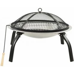 Topdeal Foyer Et Barbecue Avec Tisonnier 2 En 1 56x56x49 Cm Inox FF313353_FR -Chauffage d'extérieur Soldes 56578288 2