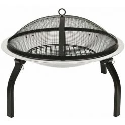 Topdeal Foyer Et Barbecue Avec Tisonnier 2 En 1 56x56x49 Cm Inox FF313353_FR -Chauffage d'extérieur Soldes 56578288 4