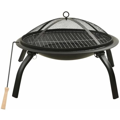 Topdeal Foyer Et Barbecue Avec Tisonnier 2 En 1 56x56x49 Cm Acier FF313352_FR 4 Topdeal Foyer Et Barbecue Avec Tisonnier 2 En 1 56x56x49 Cm Acier FF313352_FR – Image 2