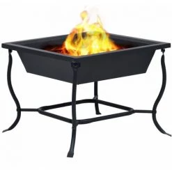 Topdeal Foyer Noir 45x45x45 Cm Acier FF46647_FR -Chauffage d'extérieur Soldes 56579143 4