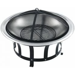 Topdeal Foyer Extérieur Avec Gril En Acier Inoxydable 76 Cm FF46530_FR 9 Topdeal Foyer Extérieur Avec Gril En Acier Inoxydable 76 Cm FF46530_FR -Chauffage d'extérieur Soldes 56579256 3