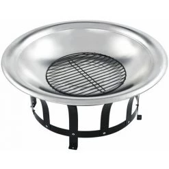 Topdeal Foyer Extérieur Avec Gril En Acier Inoxydable 76 Cm FF46530_FR 10 Topdeal Foyer Extérieur Avec Gril En Acier Inoxydable 76 Cm FF46530_FR -Chauffage d'extérieur Soldes 56579256 4