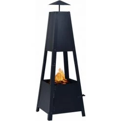 Topdeal Foyer Noir 35x35x99 Cm Acier FF46648_FR -Chauffage d'extérieur Soldes 56579492 2