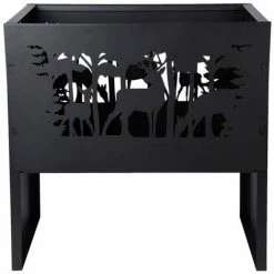 Esschert Design Panier à Feu Cerf Rectangulaire - Noir