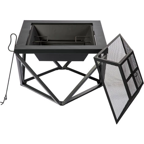 Braséro De Jardin à Bois Chauffage Extérieur Avec Tisonnier Couvercle Grille Charbon Acier Gris/noir Teamson Home PT-FW0002 - Gris 7 Braséro De Jardin à Bois Chauffage Extérieur Avec Tisonnier Couvercle Grille Charbon Acier Gris/noir Teamson Home PT-FW0002 - Gris – Image 5